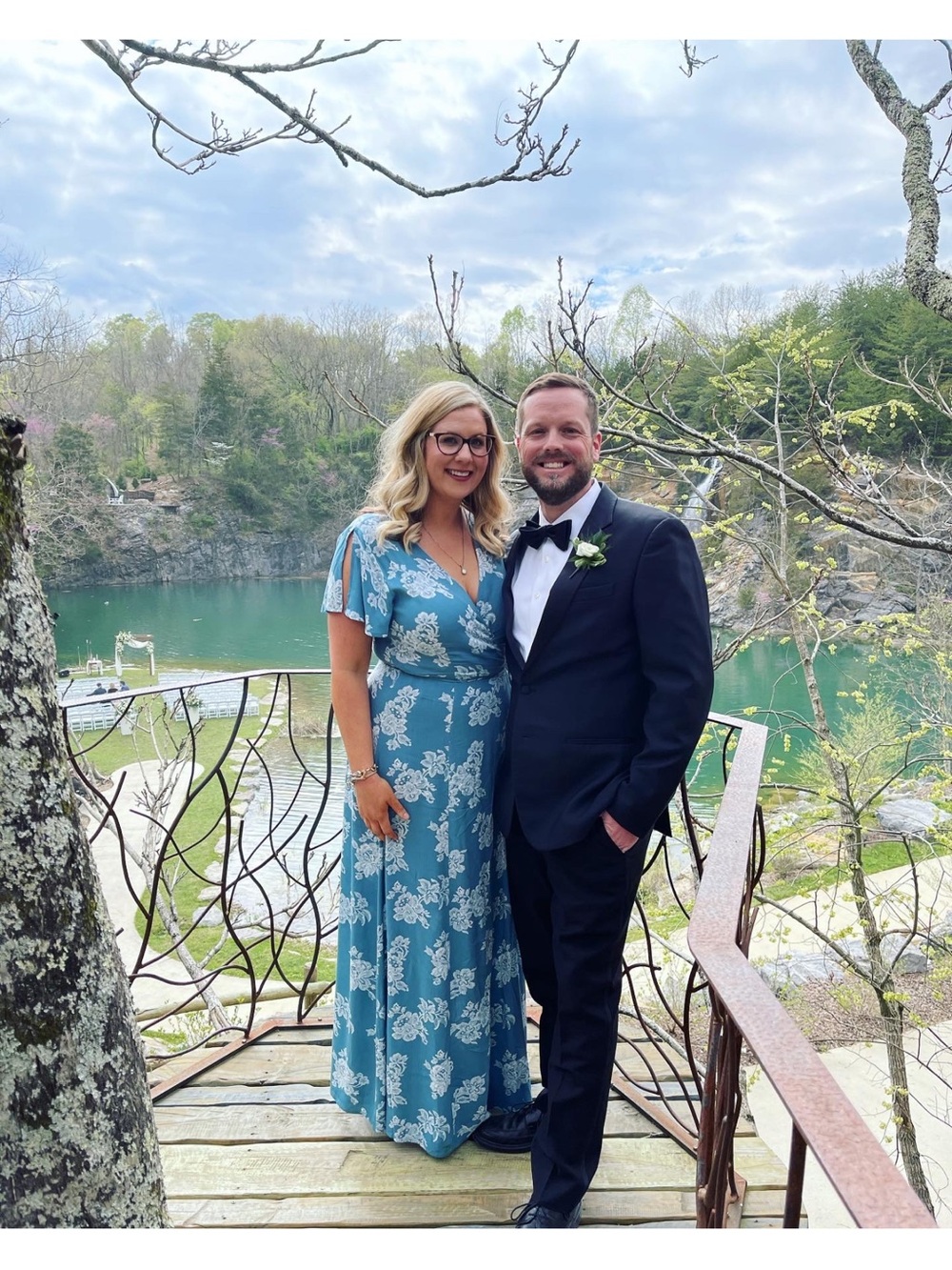 Lulu's Teal Floral Maxi Dress with White Print - Picture 5 of 6